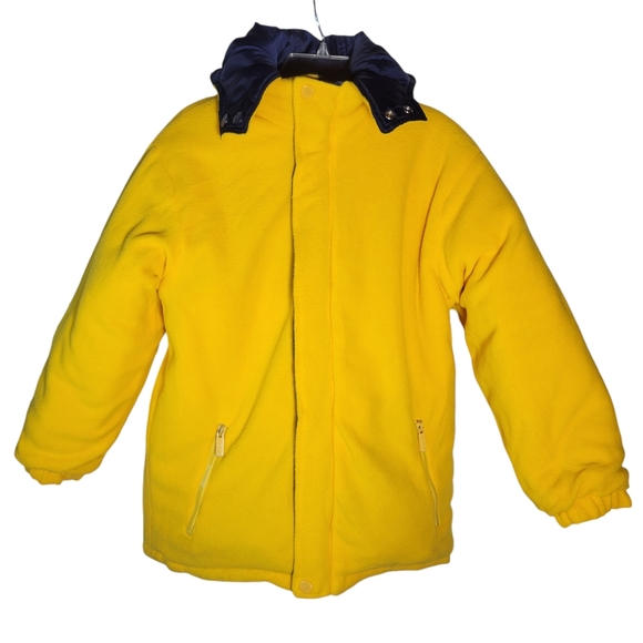 NOKI blue and yellow reversible down puffer coat with hood Size Small - Picture 6 of 16